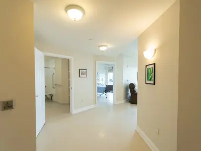 Entrance to bathroom, bedroom and living space